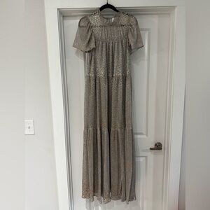 Anthropologie Short Sleeve Mock Neck Maxi Dress